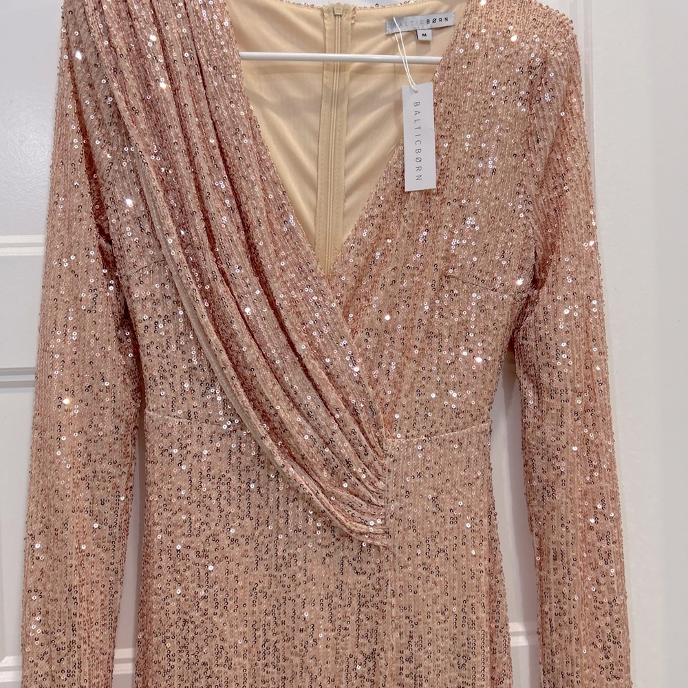 Rose Gold Sequin Long Gown Size Medium